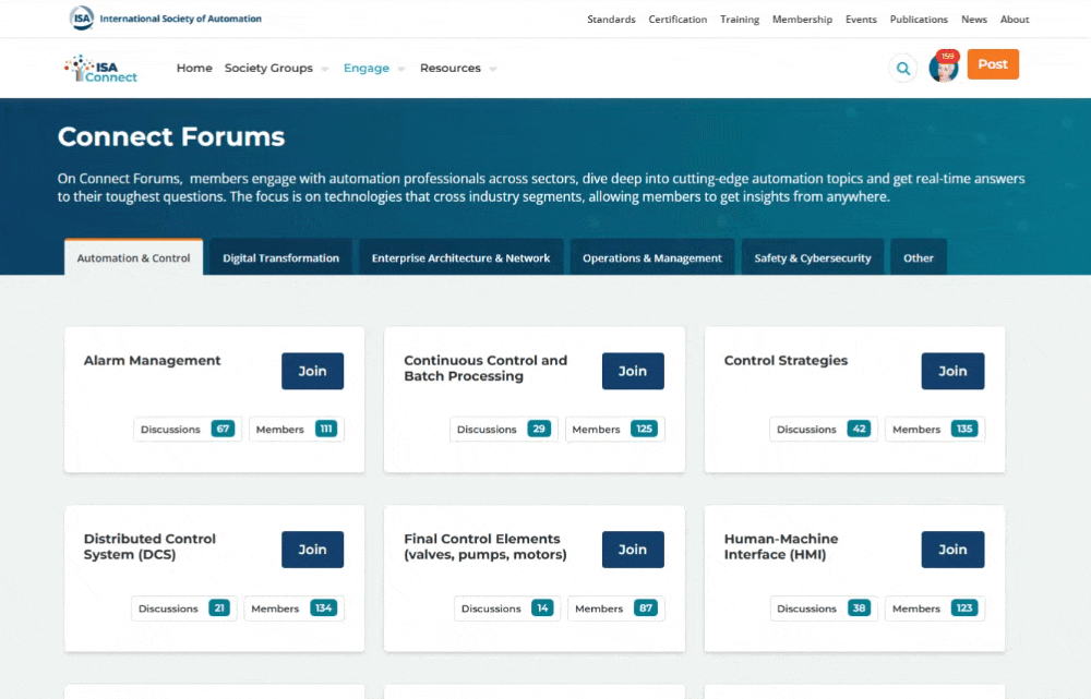 Animated gif of ISA Connect Forums experience