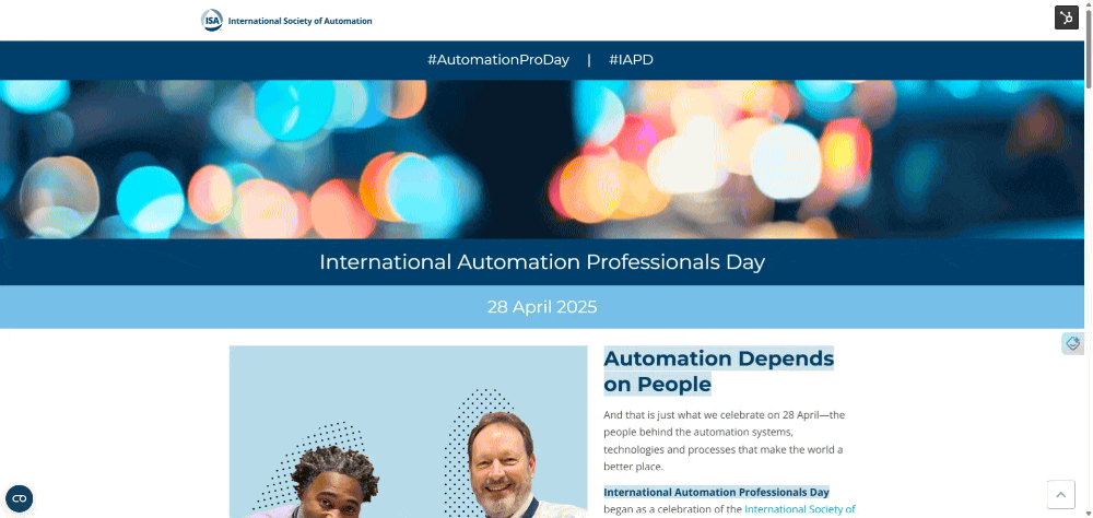 Gif of website experience for International Automation Professionals Day
