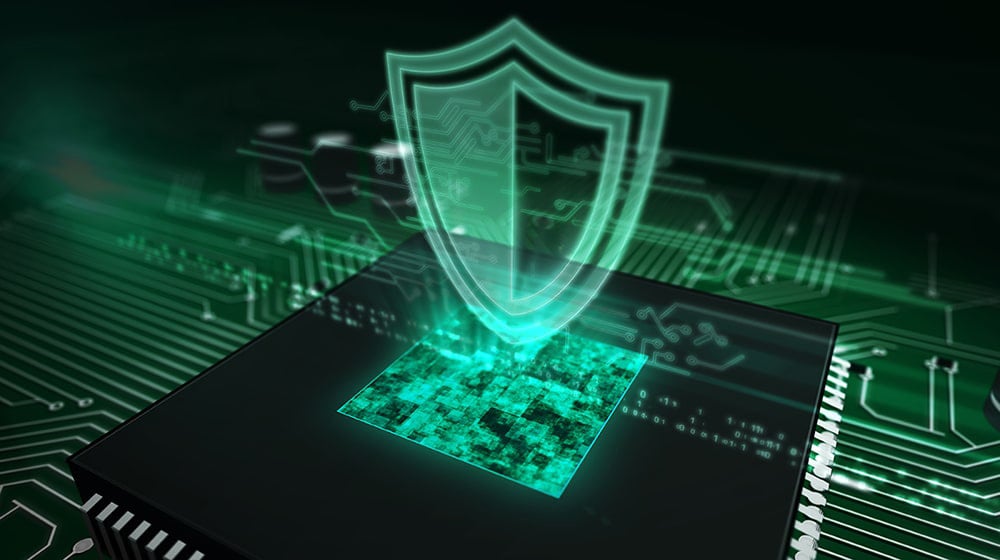 CPU on board with shield hologram image-min